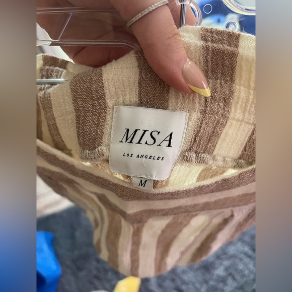 Misa Los Angeles Revolve Striped Tan and White Wide-Leg Pants - Picture 3 of 8